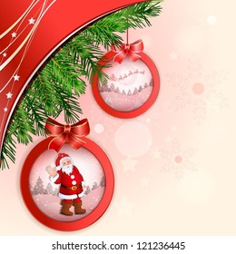 Beautiful  Christmas ball with Santa Claus and winter landscape