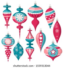 beautiful Christmas balls collection isolated on white
