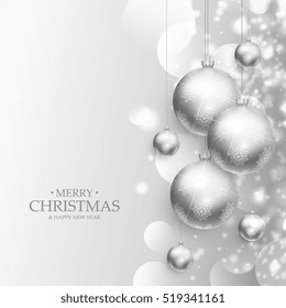 beautiful christmas balls decoration silver background