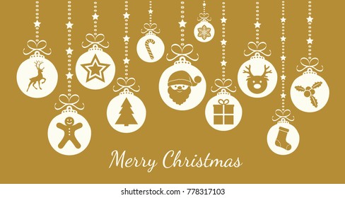 Beautiful Christmas balls with decorative elements and wishes. Vector.