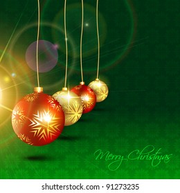 beautiful christmas balls hanging vector background