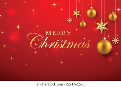 Beautiful Christmas banner vector illustration with typography. Red background. Merry Christmas background.
