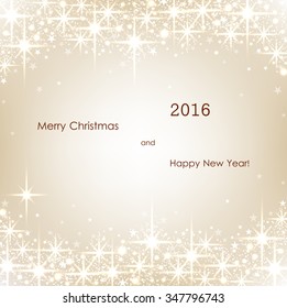 Beautiful Christmas beige background with sparkles . Vector  illustration
