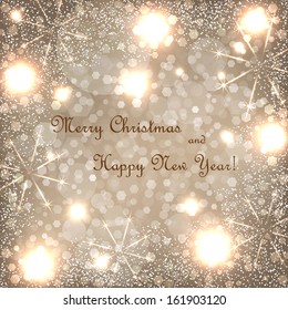 Beautiful Christmas beige background.  Vector  illustration