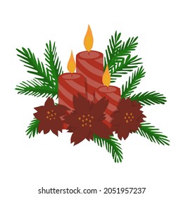 Beautiful Christmas candles. Isolated vector