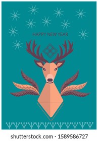 beautiful Christmas card with deer