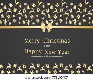 Beautiful Christmas card with Christmas elements. Elegant background for New Year`s design. Merry Christmas and a Happy New Year. Vector illustration.