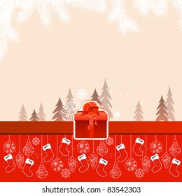 Beautiful Christmas card with hanging santa socks