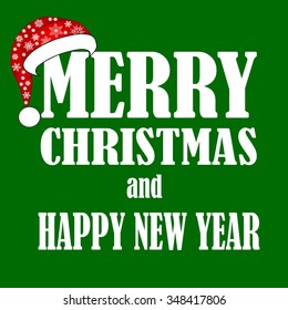 beautiful Christmas card with Santa hat. the idea for your design