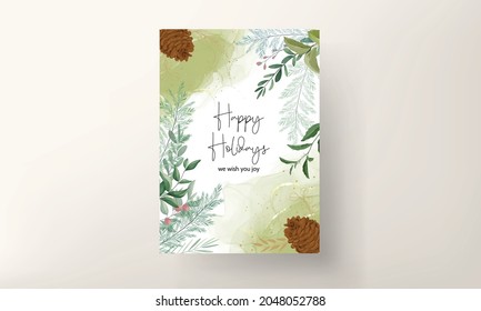 Beautiful christmas card template with beautiful floral and gold glitter
