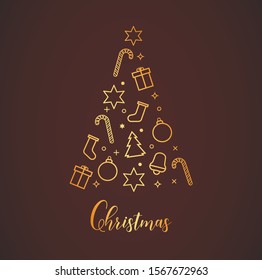 beautiful christmas card with tree