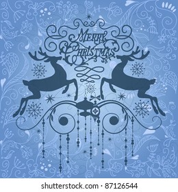 Beautiful Christmas Card with two deers