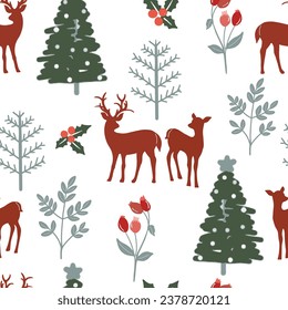 Beautiful Christmas cartoon seamless pattern, illustration vector art.