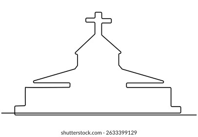 Beautiful Christmas Church with Glowing Single Line Drawing Vector Illustration