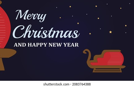 Beautiful christmas composition wishing you a merry christmas season on a reindeer carriage background.