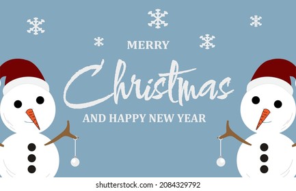 Beautiful christmas composition wishing you a merry christmas season with two snowmen plus a little snow.