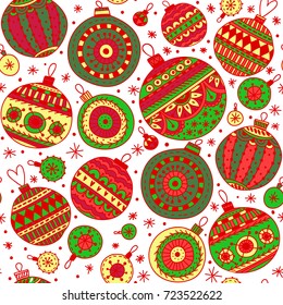 Beautiful Christmas doodle pattern. A pattern from a toy for a Christmas tree