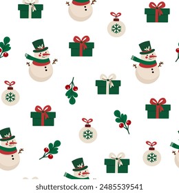 Beautiful Christmas doodle seamless pattern, hand drawn pattern, great for Christmas textiles, banners, wrappers, wallpapers - vector surface. Christmas elements.