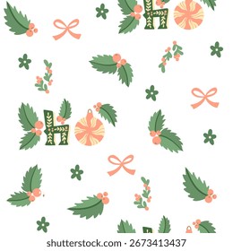 Hermosas Navidades doodle patrón sin fisuras, patrón dibujado a mano, ideal para Navidades textiles, Anuncios, envolturas, Fondos de pantalla - superficie de Vector. Navidades Elementos.