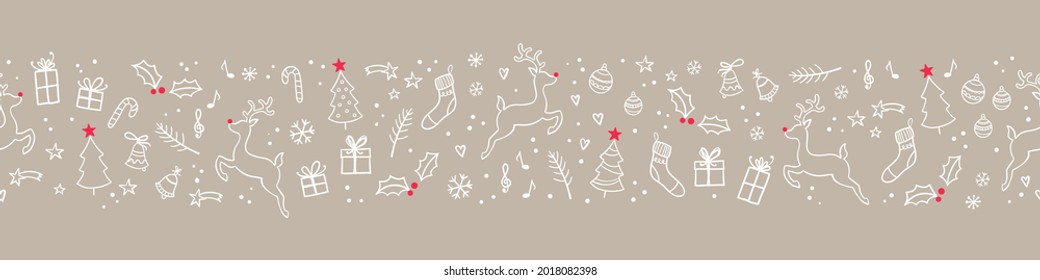 Beautiful christmas doodles seamless pattern - hand drawn and detailed, great for christmas textiles, banners, wrappers, wallpapers - vector surface design
