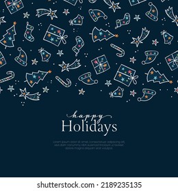 Beautiful christmas doodles seamless pattern - hand drawn and detailed, great for christmas textiles, banners, wrappers, wallpapers - vector surface design
