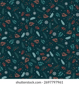 Hermoso patrón sin fisuras de garabatos de Navidad - dibujado a mano y detallado, ideal para textiles de Navidad, Anuncios, envoltorios, Fondos de pantalla - diseño de superficie de Vector