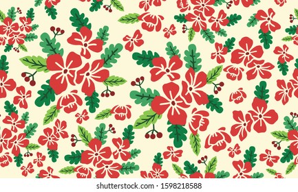 The beautiful of Christmas floral wallpaper decoration, with leaf and flower.