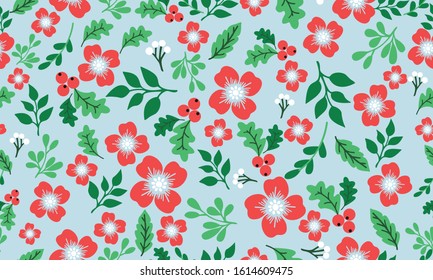 The beautiful of Christmas floral wallpaper decoration, with leaf and flower romantic design.