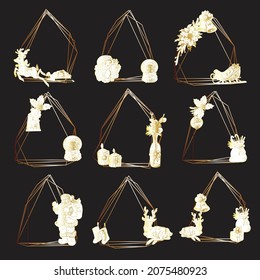 Beautiful Christmas Frames Various Designs Vector Illustrations