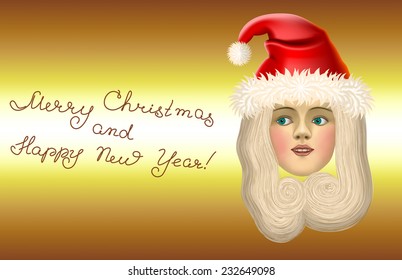 Beautiful Christmas Girl (vector mesh)