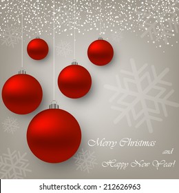 Beautiful Christmas gray background with balls .Vector  illustration