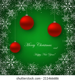 Beautiful Christmas green background .Vector  illustration