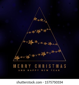 Beautiful christmas greeting background in blue and gold