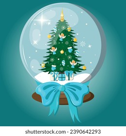 Beautiful Christmas illustration with festive snow globe