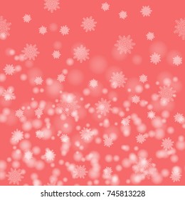 Beautiful Christmas image . White snow flakes on a pink background. Vector abstract Pattern .