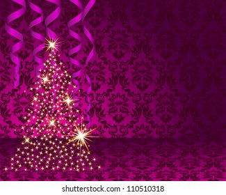 Beautiful Christmas (New Year) card. Vector illustration.