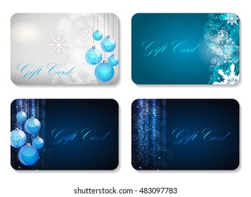 Beautiful Christmas and New Year Gift Card Template Set. Vector Illustration EPS10