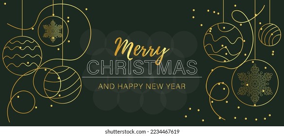 Beautiful Christmas and New Year greeting card on dark backgroun