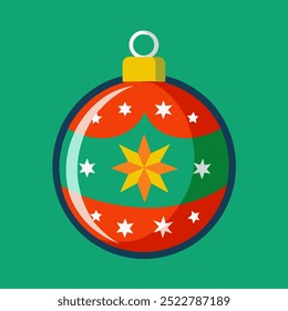 Um belo ornamento de Natal apresenta um design de estrela em verde