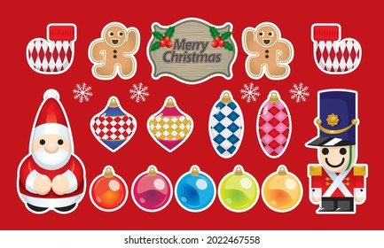 Beautiful Christmas ornaments. With solid color background. Vector.