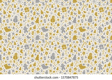 Beautiful Christmas pattern with decorations. Xmas seamless texture. Vector