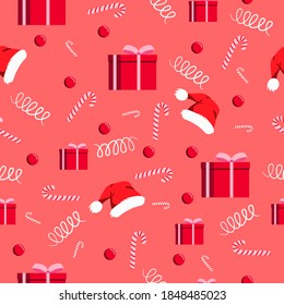 Beautiful Christmas pattern with ornament. Christmas wrapping paper concept.