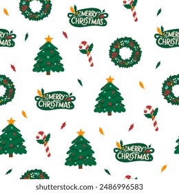 Beautiful Christmas pattern seamless, handmade pattern, great for Christmas textiles, banners, wraps, wallpapers - vector surface. Christmas elements.