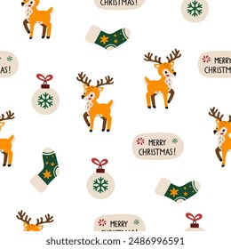 Beautiful Christmas pattern seamless, handmade pattern, great for Christmas textiles, banners, wraps, wallpapers - vector surface. Christmas elements.