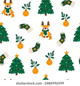 Hermoso patrón de Navidades sin costura, patrón hecho a mano, ideal para textiles de Navidades, Anuncios, envolturas, Fondos de pantalla - superficie de Vector. Navidades Elementos.