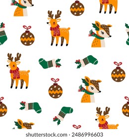 Beautiful Christmas pattern seamless, handmade pattern, great for Christmas textiles, banners, wraps, wallpapers - vector surface. Christmas elements.