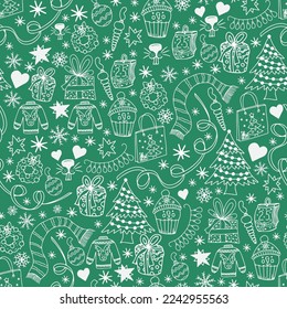 Beautiful Christmas pattern. Christmas wrapping paper. New Year vector decor.