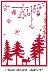 Beautiful Christmas postcard, red vector