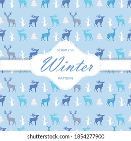 Beautiful christmas seamless pattern with gorgeous deers and snowflake. Amazing winter holiday wallpaper for your design. Vector illustration