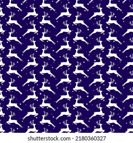 Beautiful Christmas seamless pattern with reindeer and stars. Amazing winter holiday wallpaper for your design.